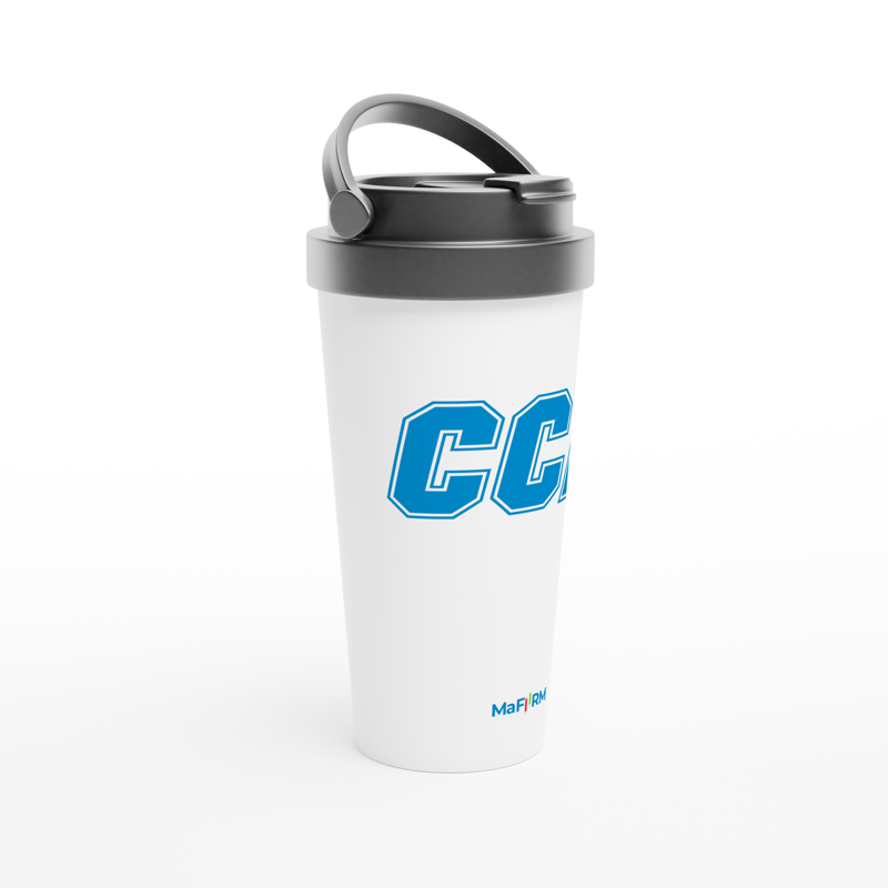 White 15oz Steel Travel Mug - CCA MaFiRM