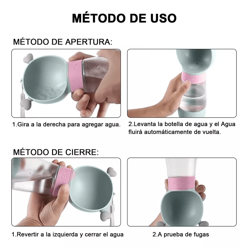 Botella dispensadora de agua y alimento