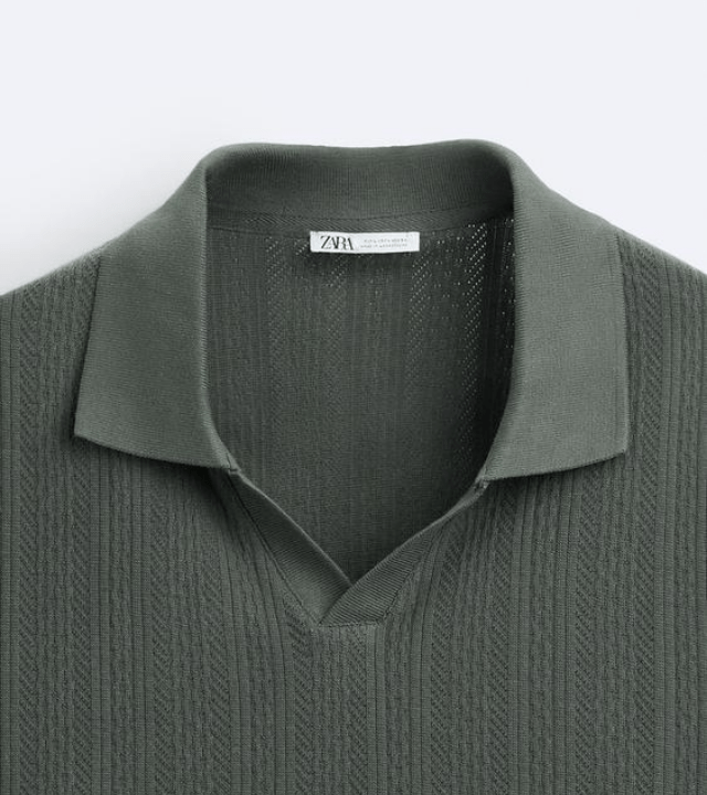 ZARA TEXTURED POINTELLE POLO SHIRT 6462/411