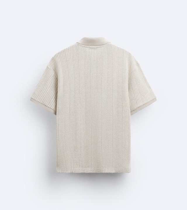 ZARA TEXTURED WEAVE QUARTER-ZIP POLO SHIRT 5372/407