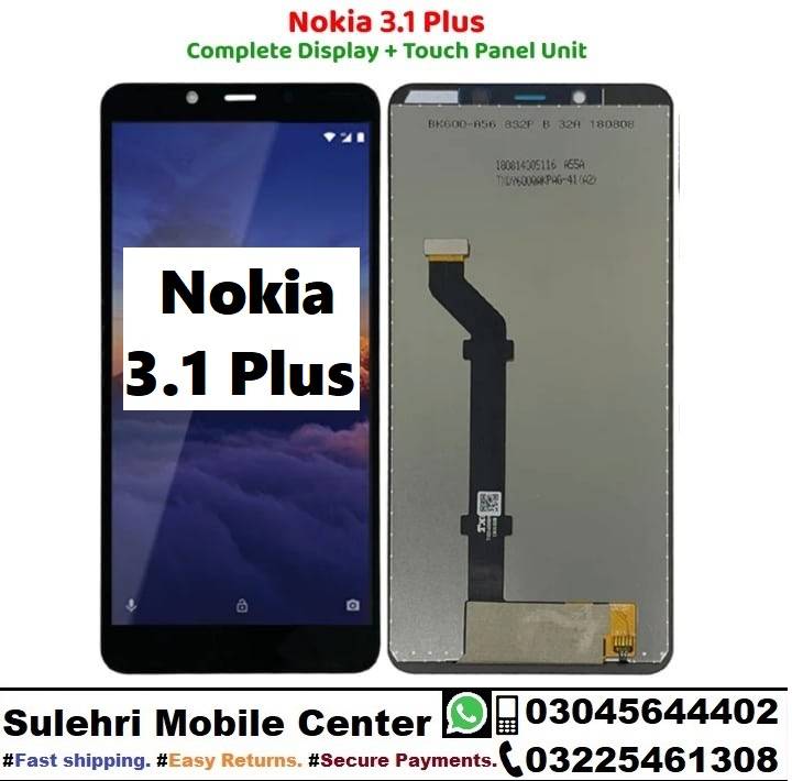 NOKIA 3.1 Plus Unit Glass wala
NOKIA N-3.1+
NOKIA 3.1 +
TA-1118, TA-1125, TA-1113, TA-1117, TA-1124, TA-1125