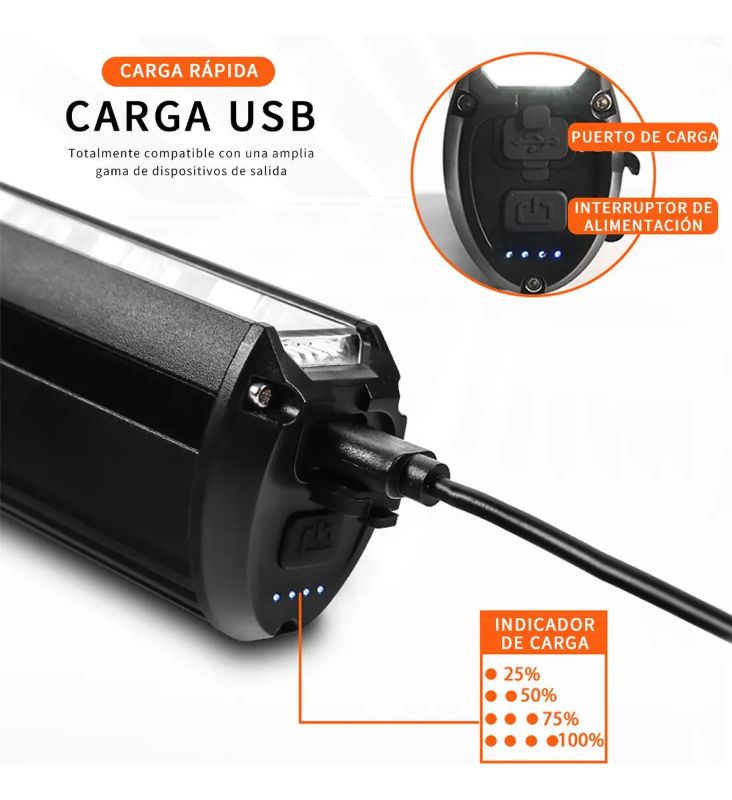 Luz Delantera 2000 Lumens Barra 3 Led