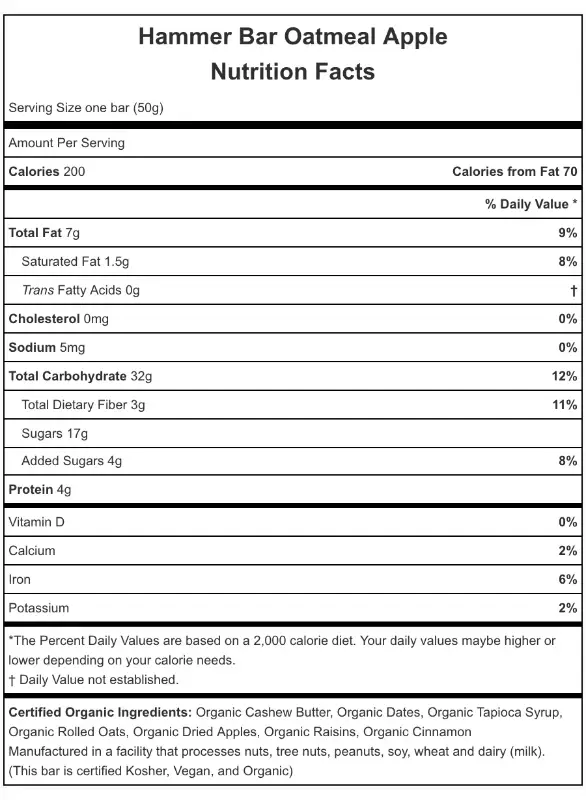 Hammer Bar Oatmeal Apple