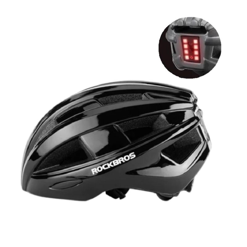 Casco Rockbros Negro Con Luz Trasera