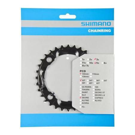 Plato Medio 32T 104mm Shimano Deore FC-M480 Negro