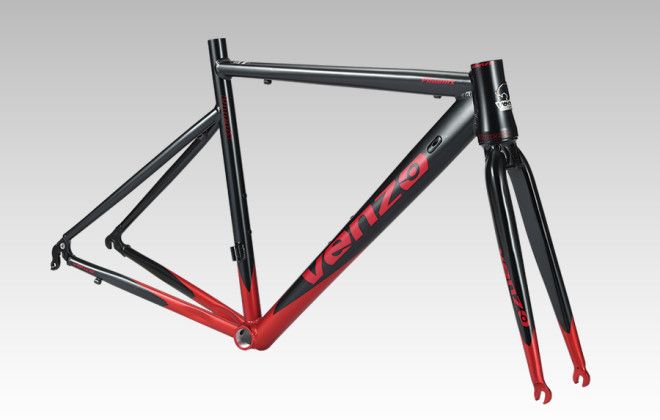 Cuadro 700 Venzo Phoenix Aluminio/Horquilla Aluminio Caja de Direccion Conica Negro/Rojo