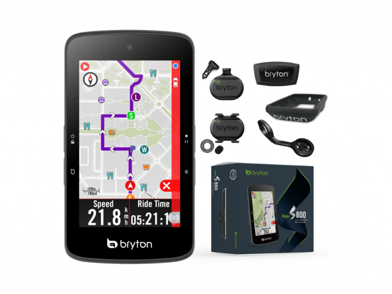 Ciclo Computador Bryton Rider S800 T + Base Frontal + Case Silicone + Banda Cardiaca + Sensor Velocidad y Cadencia
