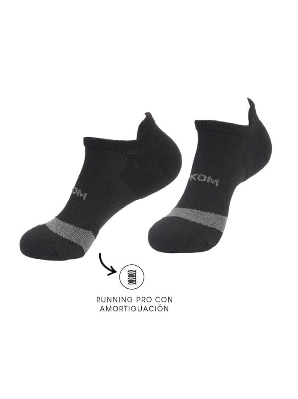 Medias Kom Con Amortiguacion Running Pro Taloneras Negro