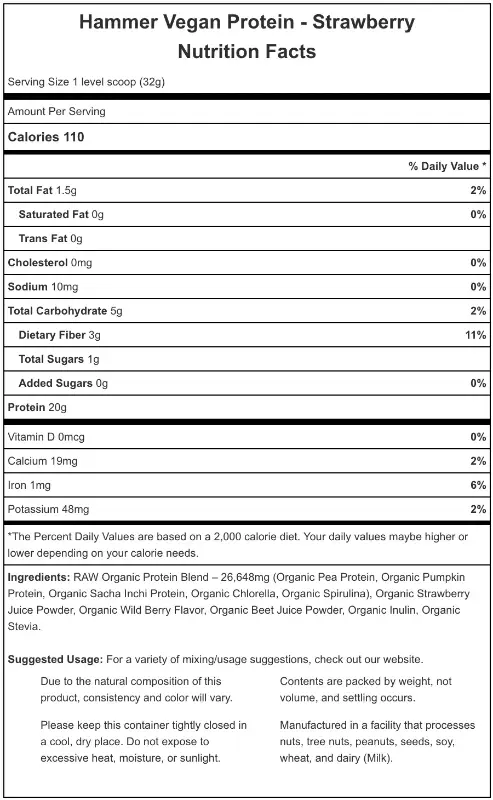 Hammer Vegan Protein Strawberry 24 Servicios