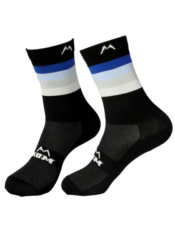 Medias Kom Full Estilo Ciclismo Running Azul, Blanco y Negro