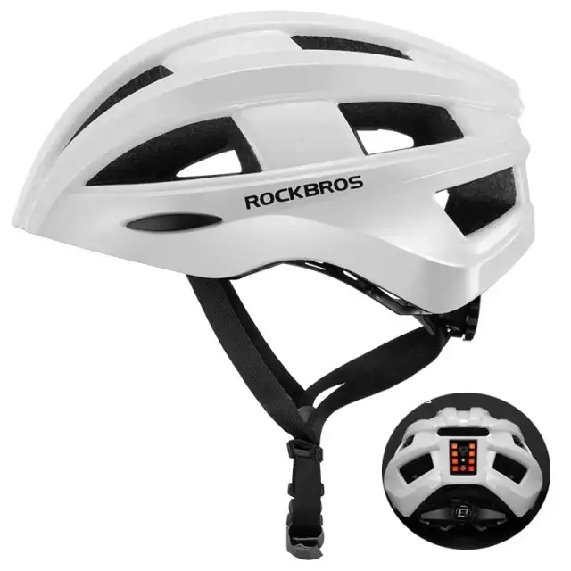 Casco Rockbros Blanco Con Luz Trasera