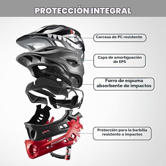 Casco Rockbros Integral de Niño Negro/Rojo