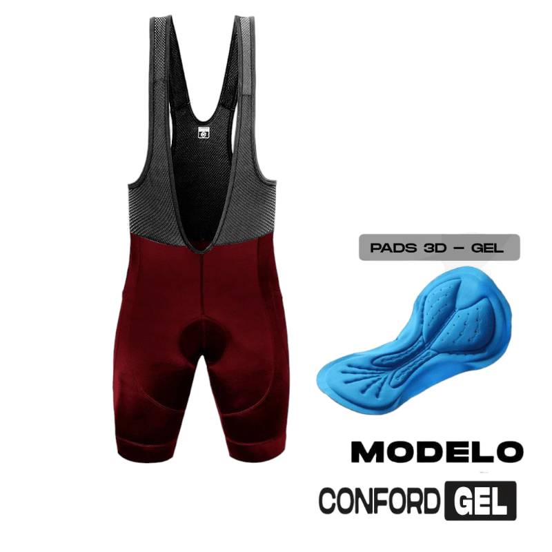 Licra K1 Conford-Gel Caballero Corta Con Tirantes Vinotinto