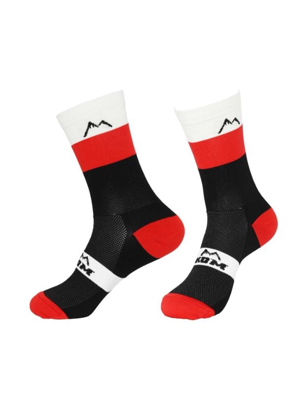 Medias Kom Full Estilo Ciclismo Running  Negro y Rojo