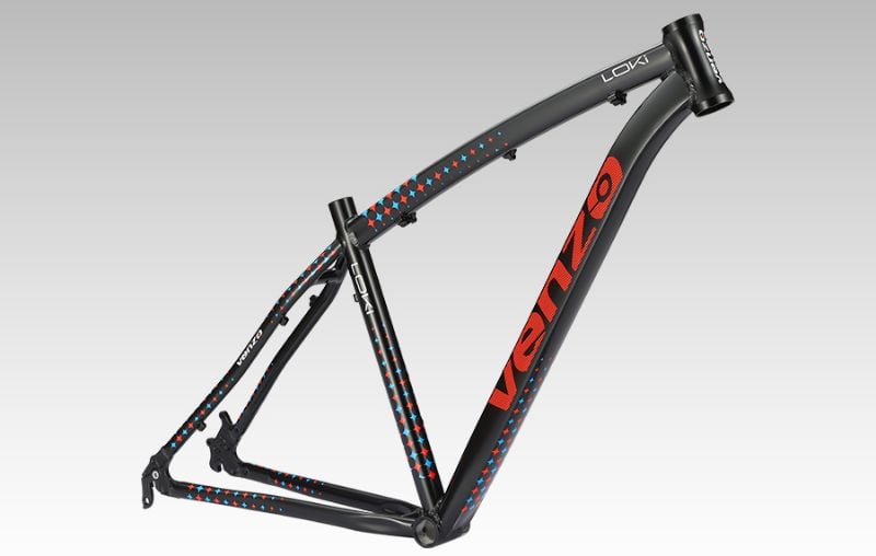 Cuadro 29 Venzo Loki Aluminio QR Caja de Direccion Overside Negro/Rojo/Azul
