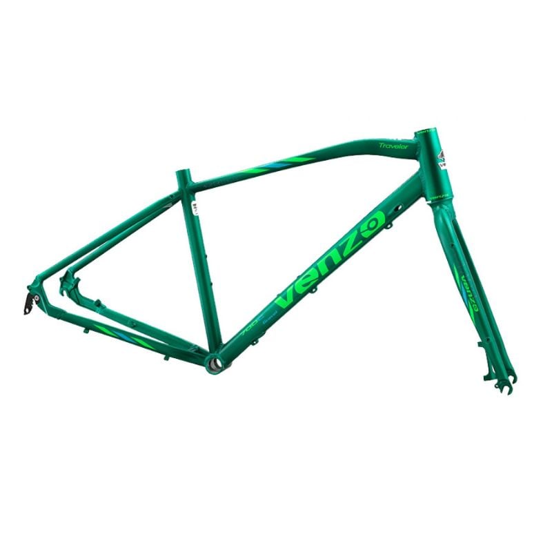 Cuadro 700 Venzo Traveler Aluminio/Horquilla Aluminio y Porta Equipaje Verde
