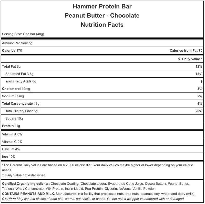 Hammer Bar Whey Protein Peanut Butter Chocolate