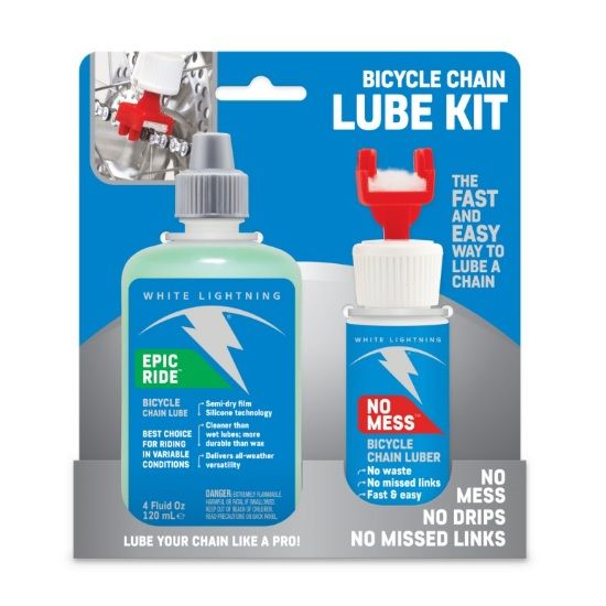 Lubricante Cadena White Lightning Kit de Lubricacion de Cadena, Dispensador + Epic Ride 120ml