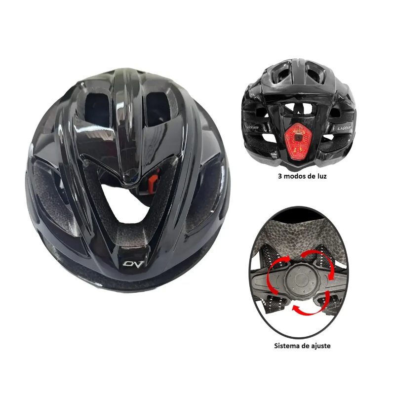 Casco Ontrail Luxium Negro Con Luz Trasera