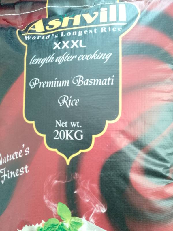 Ashvil Long grain Basmati 20kg