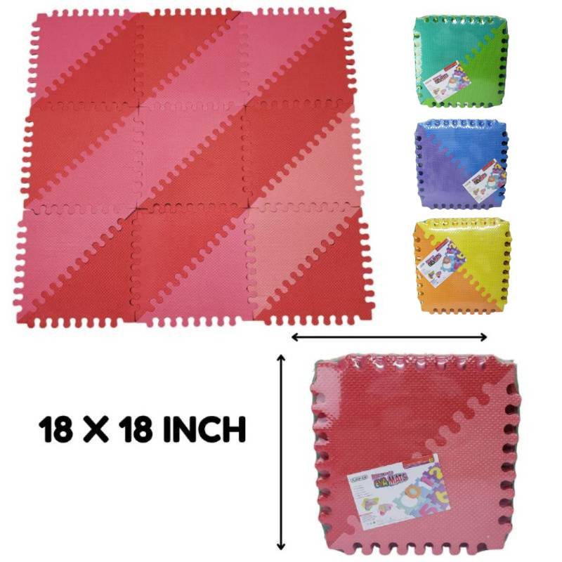 (EM-25sqft+ (9mm)) 9 pcs Foam Tile Multi Coloured