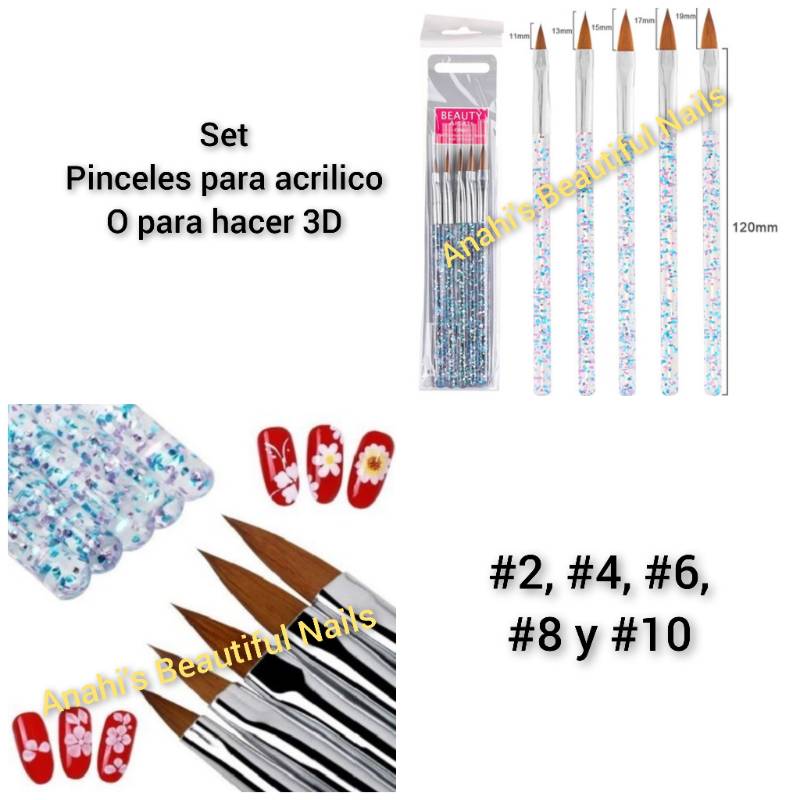Set pinceles para 3D 5 pzs