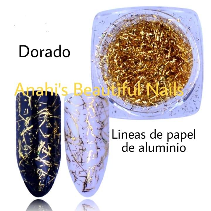 Set lineas de papel aluminio dorado y plateado
