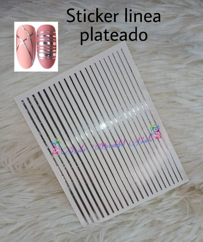 Stiker linea plateado