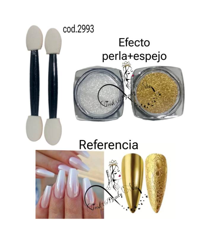 Efecto espejo dorado y perla
