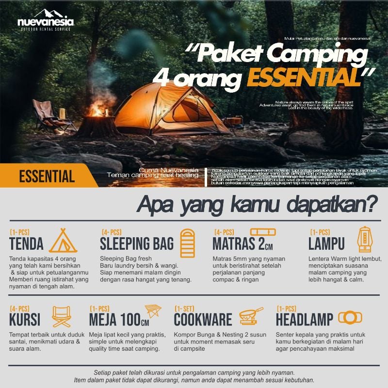 Paket Camping 4 Orang - Essential