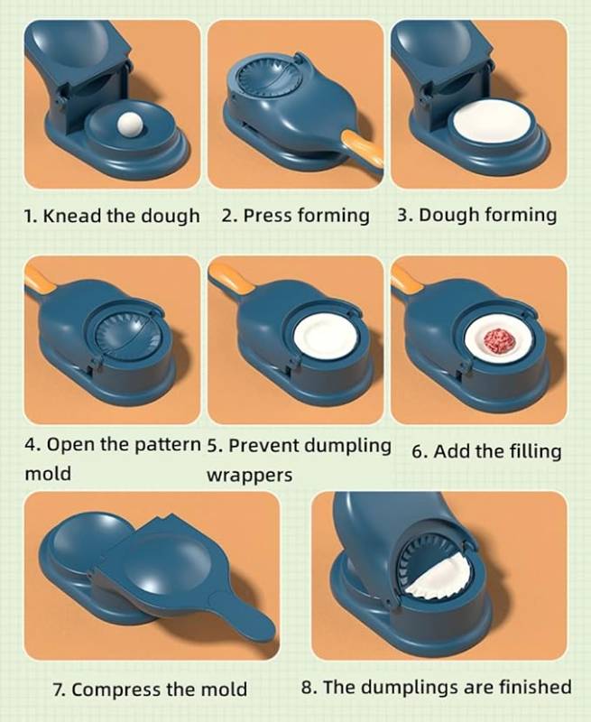 #07 Dumpling Maker Machine for Adult Kids, [NEW] Dumpling Skin Maker Dumpling Moulds, Home Manual Dumpling Making Tool, Happy & Easy to Make Dumplings for New Year Family Ngiht (Upgrade-Blue)