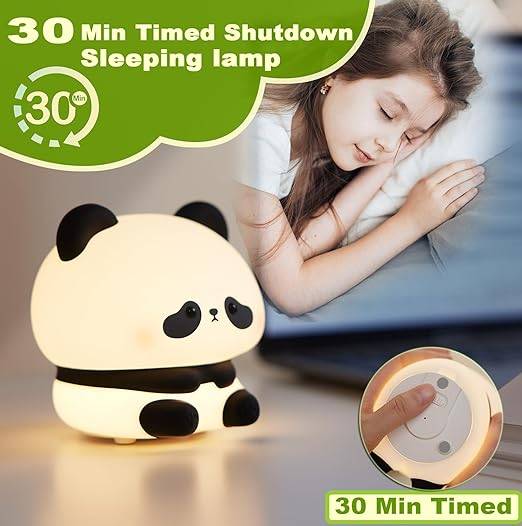DREAMING MY DREAM Panda Night Light, LED Squishy Panda Novelty Lamp, 3 Level Dimmable Nursery Nightlight, Rechargeable Touch Lamp for Breastfeeding Toddler Baby Kids Decor,Cool Gifts (Panda DaTou)