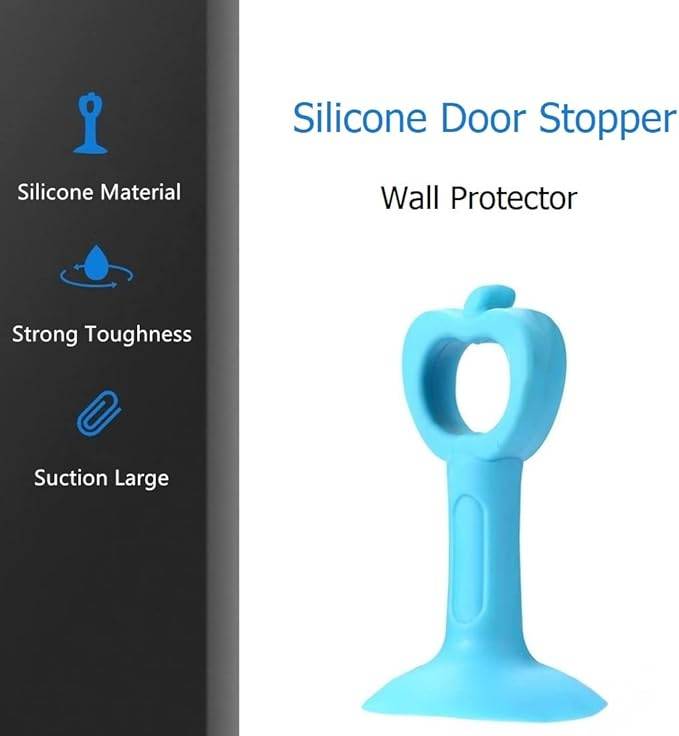 #17 Door Stopper Wall Protector 4Pcs Silicone Suction Cup Door Handle Bumper Anti-Collision for Bedroom Kitchen Bathroom Office (Blue)