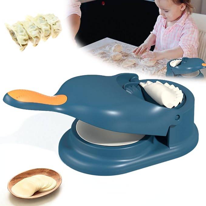 #07 Dumpling Maker Machine for Adult Kids, [NEW] Dumpling Skin Maker Dumpling Moulds, Home Manual Dumpling Making Tool, Happy & Easy to Make Dumplings for New Year Family Ngiht (Upgrade-Blue)