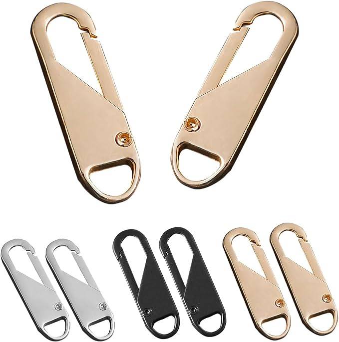 #19 Zipper Pull, 6 PCS Replacement Metal Zipper Handle Mend Fixer Zipper Tab for Luggage, Suitcases, Backpacks, Jackets, Purses, Handbags