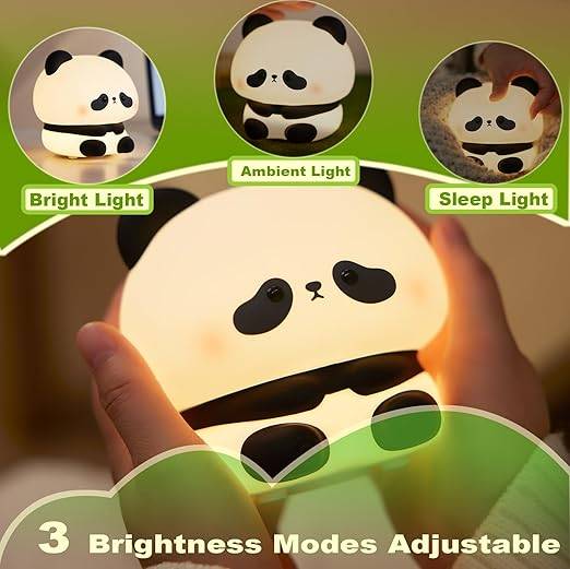 DREAMING MY DREAM Panda Night Light, LED Squishy Panda Novelty Lamp, 3 Level Dimmable Nursery Nightlight, Rechargeable Touch Lamp for Breastfeeding Toddler Baby Kids Decor,Cool Gifts (Panda DaTou)