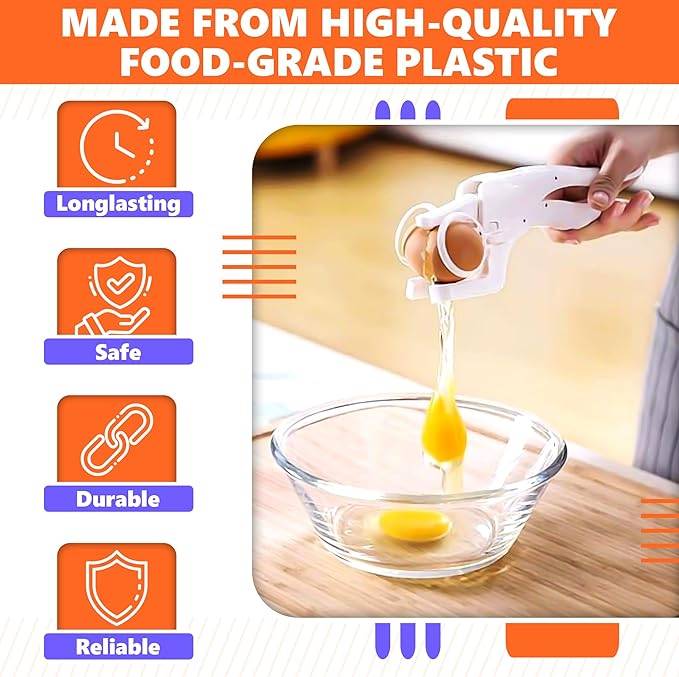 #12 Egg Cracker Tool for Raw Eggs - Egg Breaker Egg Opener Tool One Hand Egg Cracker Egg Shell Opener - Egg Peeler Egg Separator Cute Kitchen Gadgets