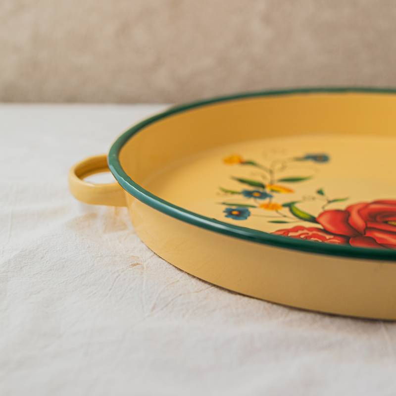 Large Round Tray with handles YV