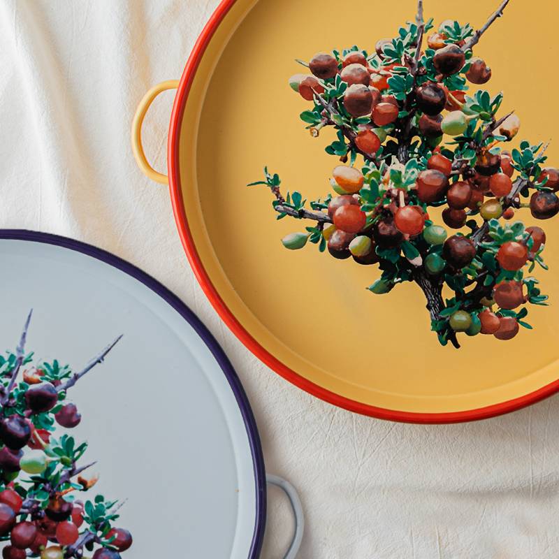 Large Round Tray with handles BL