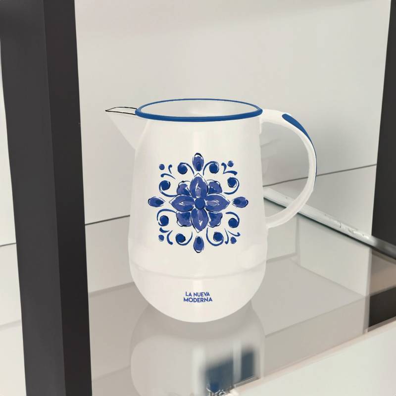 Extra-large Round Jug Blue Flowers BA