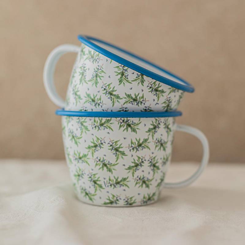 Wide Mug Olive and Flowers BA