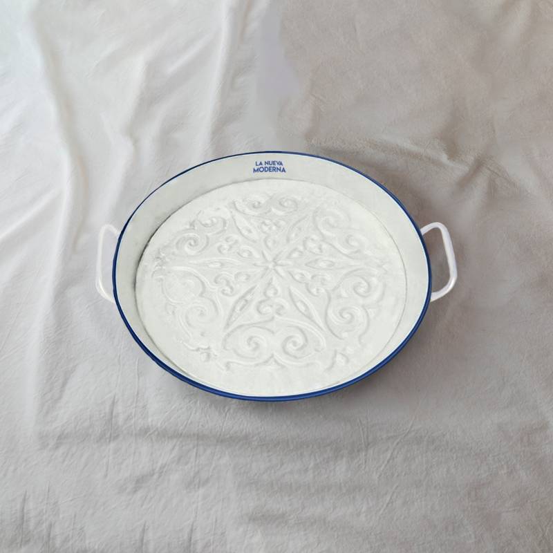 Pie Tray with handles Blue Flowers BA