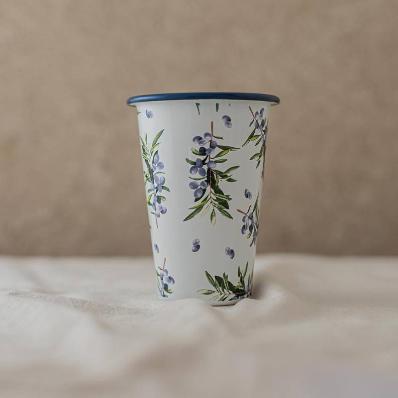 Medium Tumbler Olive and Flowers BA