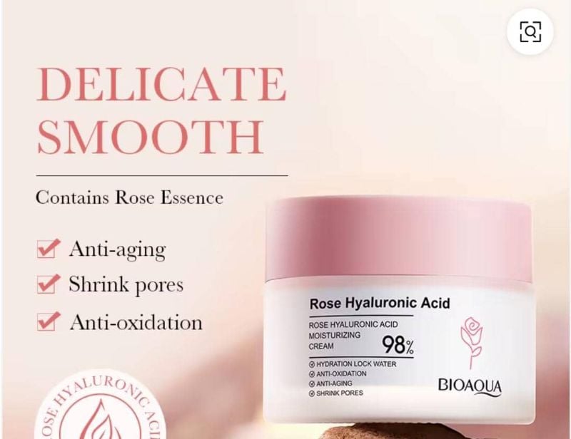 Crema facial de ácido hialurónico y rosas