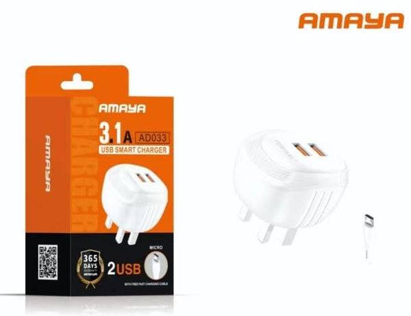 Amaya Dual Ports Charger + Micro USB cable