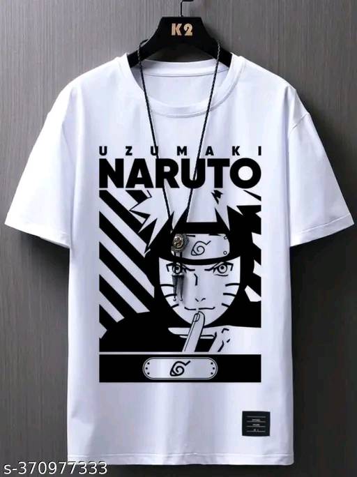Mt-Short Sleve Printed White Pollyester Heigh Quality Polyester Tshirt For Casual Wear||Daily Wear Naruto