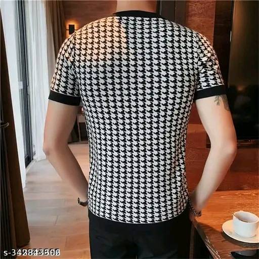 STI Men's Houndstooth Regular Round Multicolor Tshirts