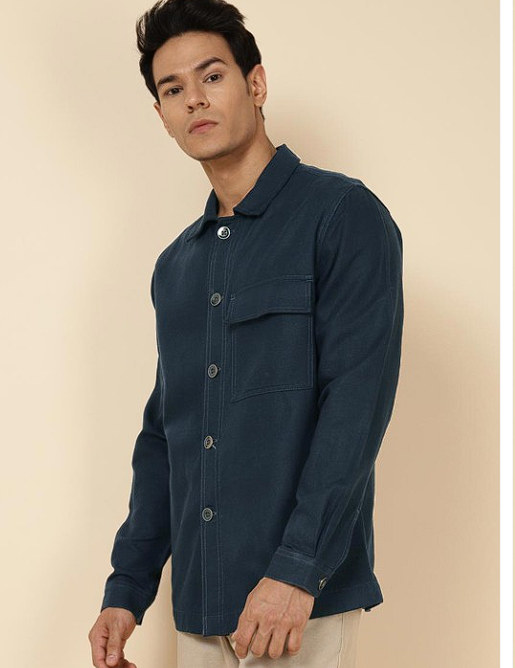 Men Cotton Linen Shacket