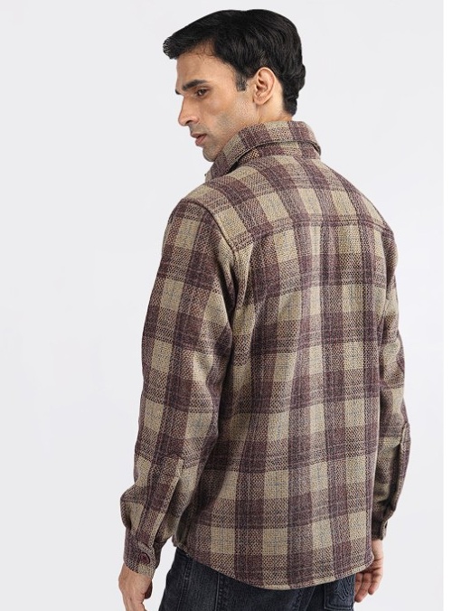 Men Checked Single-Breasted Shacket
