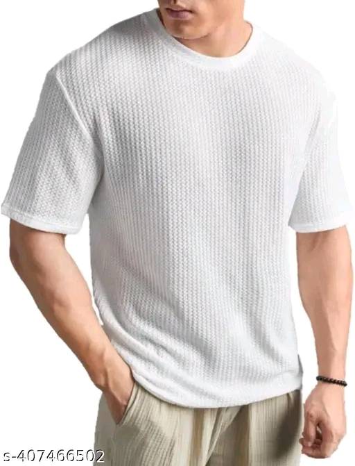 Men Striped Round Neck Cotton Blend Blend Popcorn T-Shirts Round Neck Pink Colour T-Shirt
